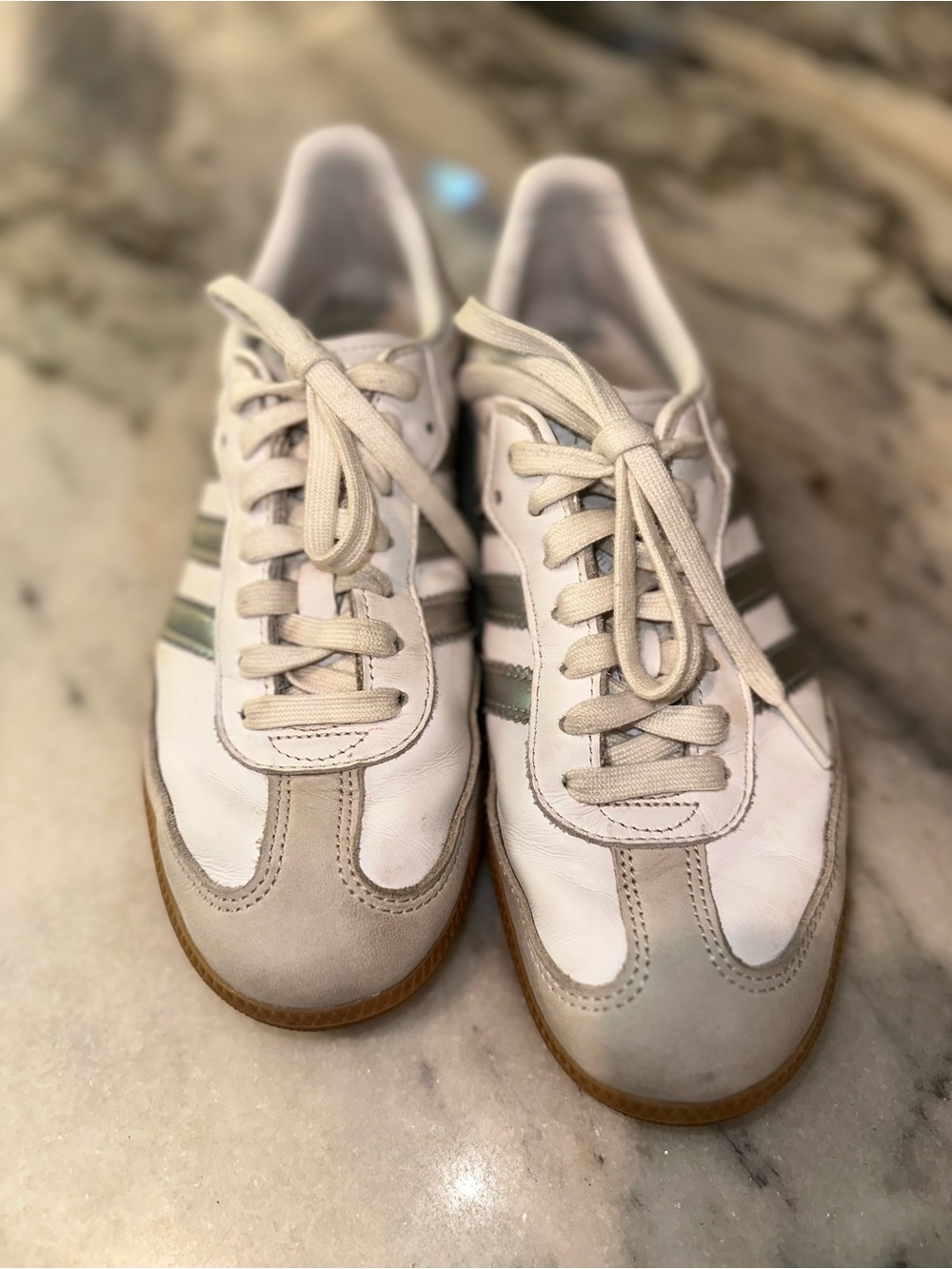 Adidas Samba Size 8 White & Silver Metallic Women's Shows Sneakers - Picture 8 of 10